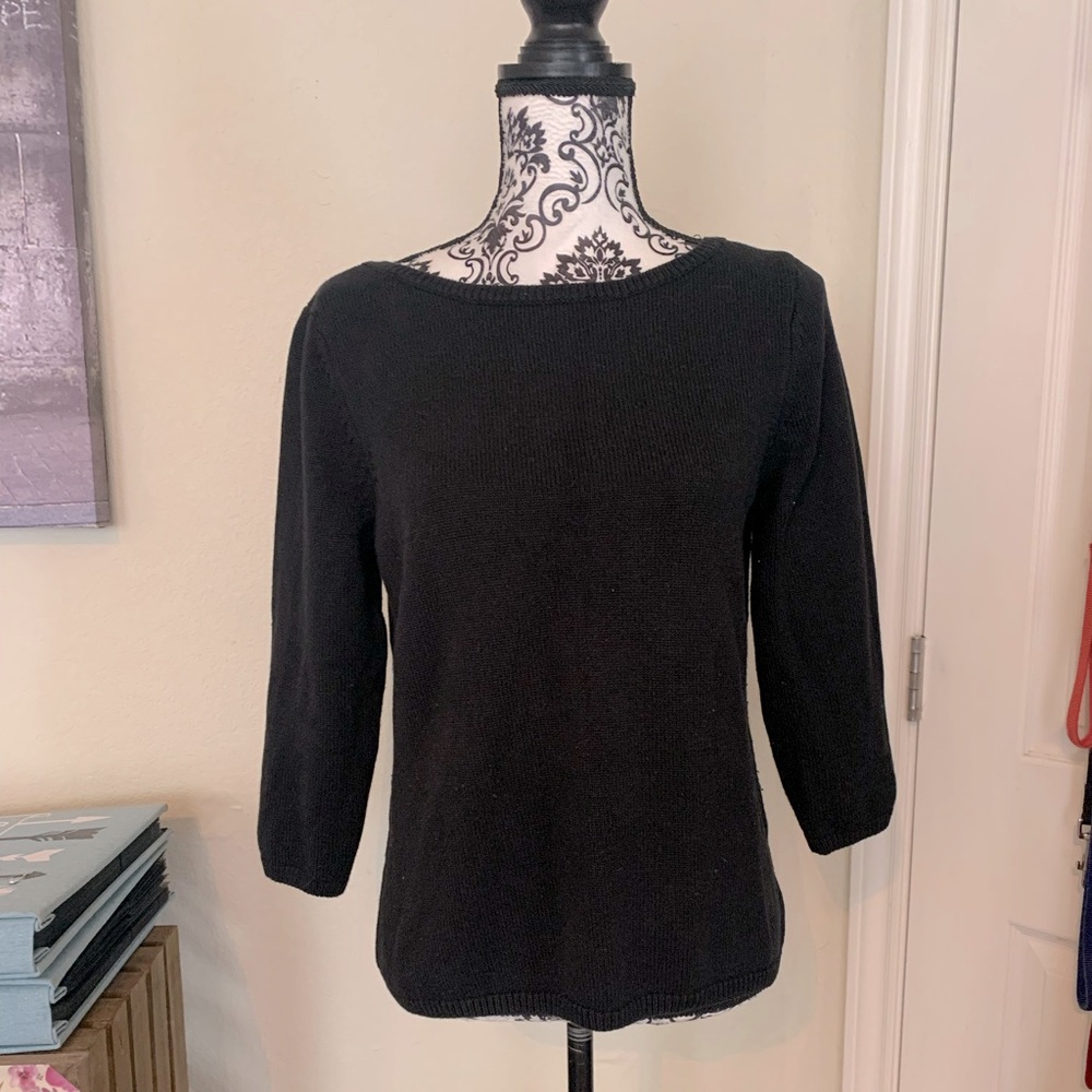 Talbots crew knit sweater large black